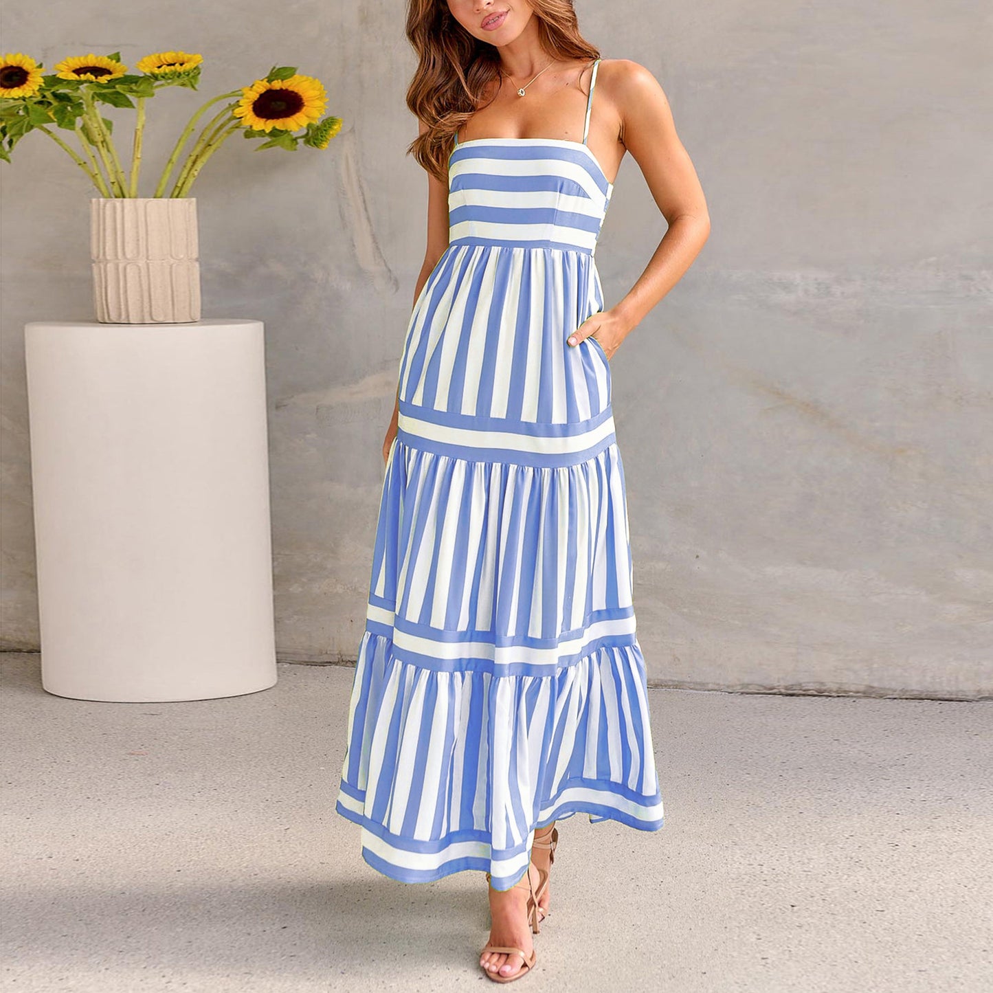 Robe longue rayée été.