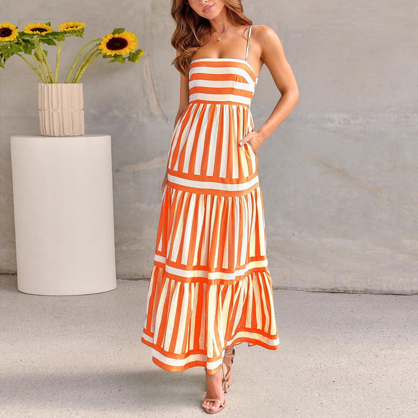 Robe longue rayée été.