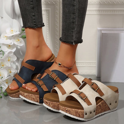 Sandales Romanes Compensées Boucle