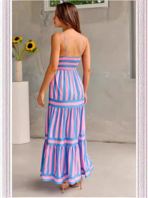 Robe longue rayée été.
